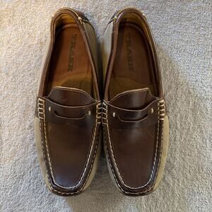 H. S. Trask Men's Brown Driving Loafers 8 Moccasin Soft Leather Canvas Preppy